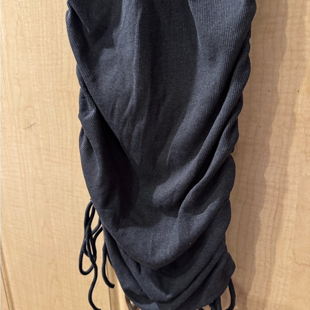 Zara Dark Grey Ruched Mini Dress - Picture 2 of 4